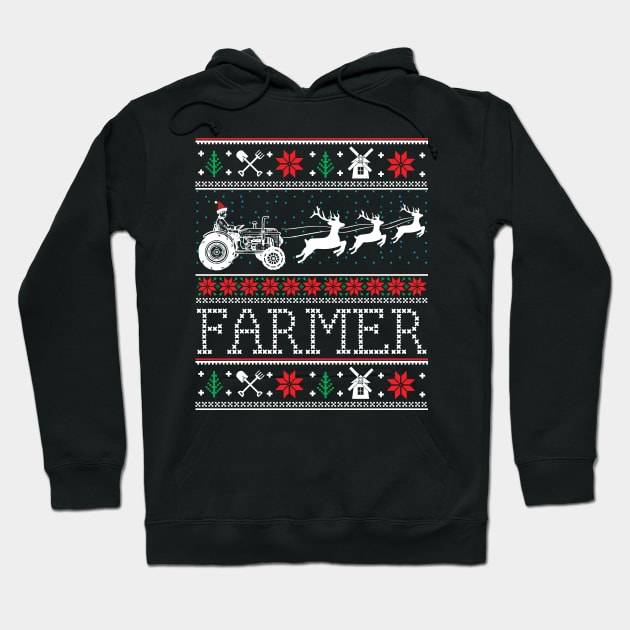 Farmer Tractors Ugly Christmas Xmas Gifts Hoodie by mrsmitful01